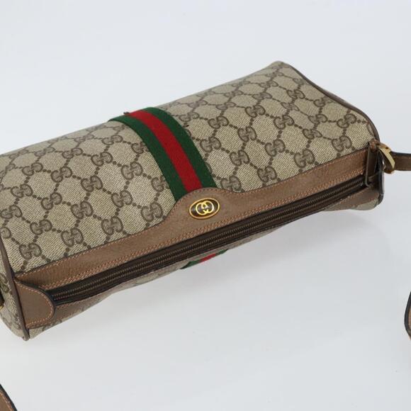 GUCCI GG Supreme Web Sherry Line Bag PVC Beige Gold 89 02 017 Auth 143775 - Picture 6 of 16